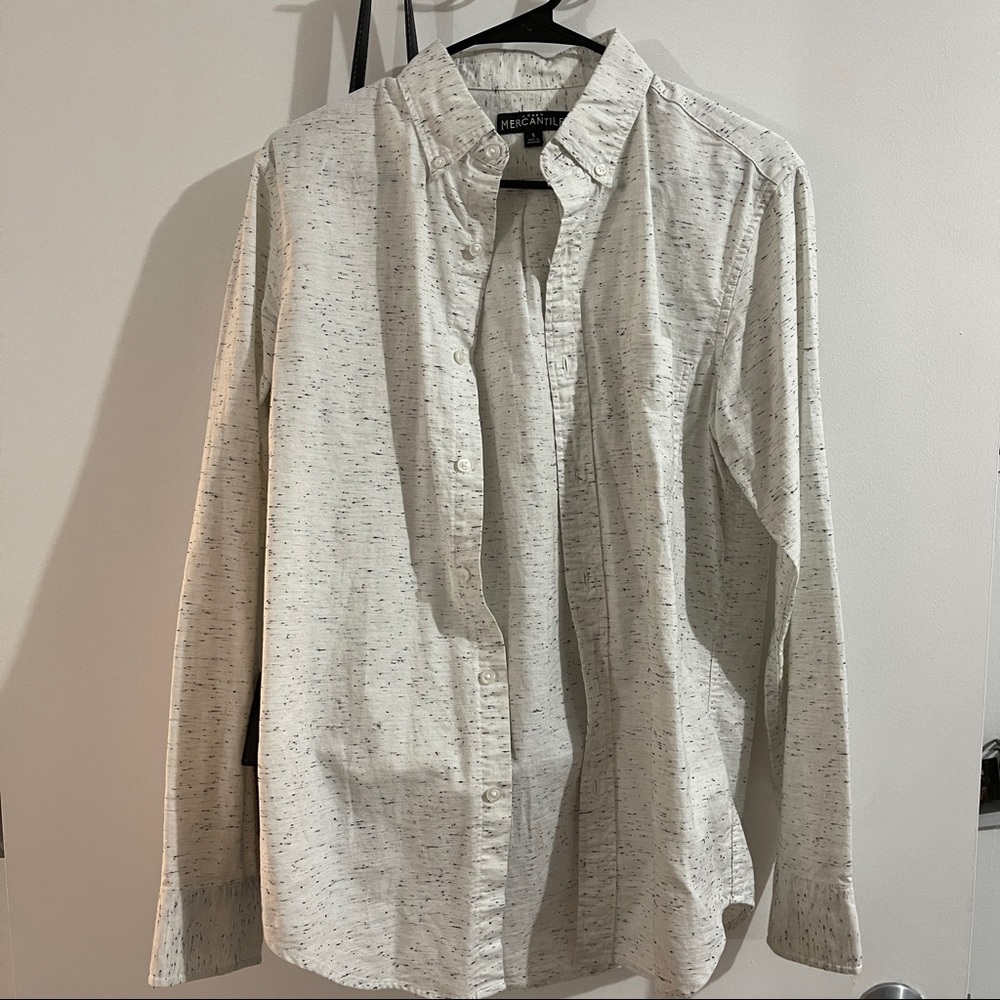 J Crew Men’s Mercantile White Marled Shirt - Size Small